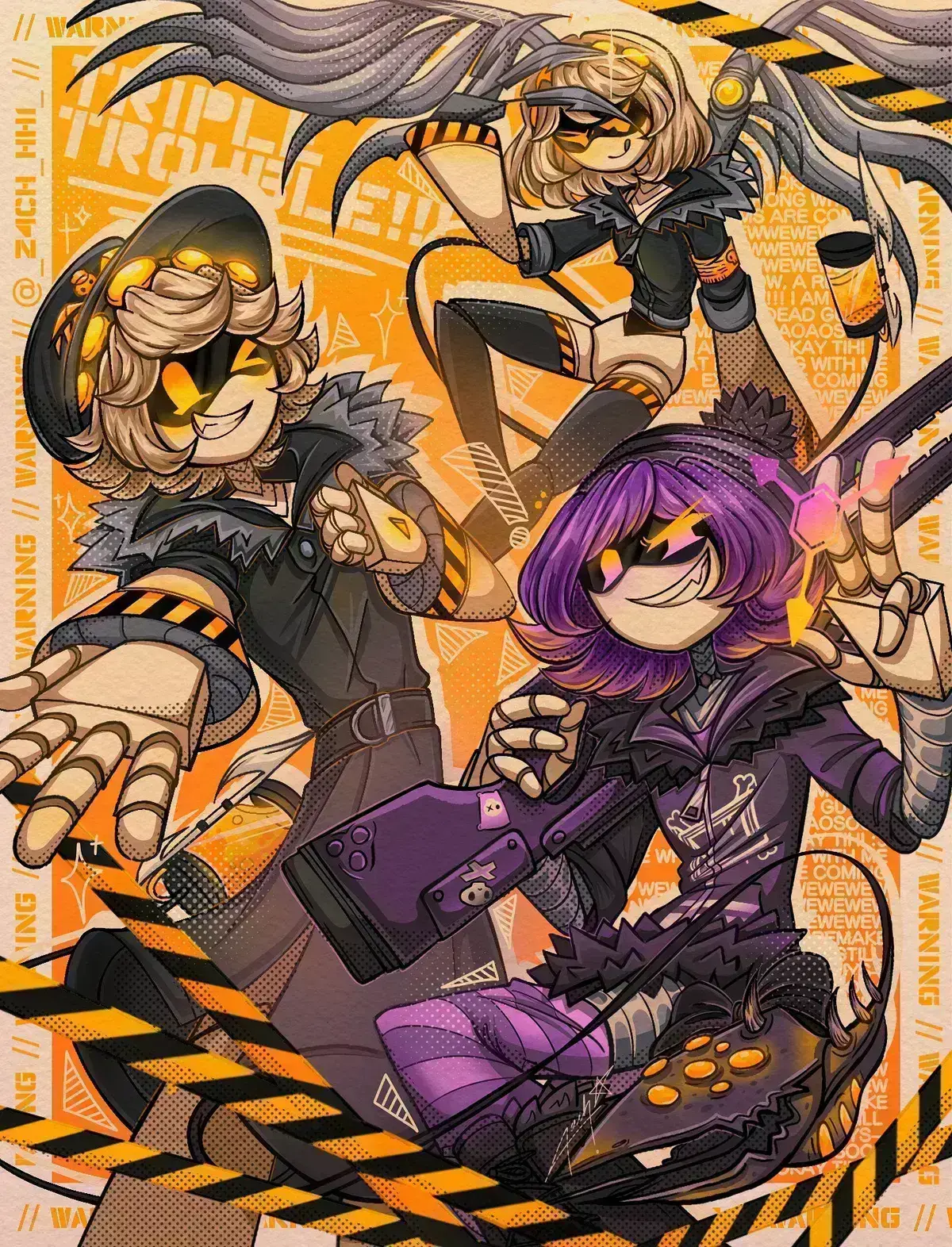 Avatar of Uzi, V, and N
