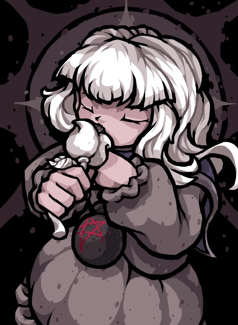 Avatar of Tainted Eden from the binding of Isaac | The "mytery man" of neither male or female. The one with no true "destiny", as the destiny of items changes with every hit.