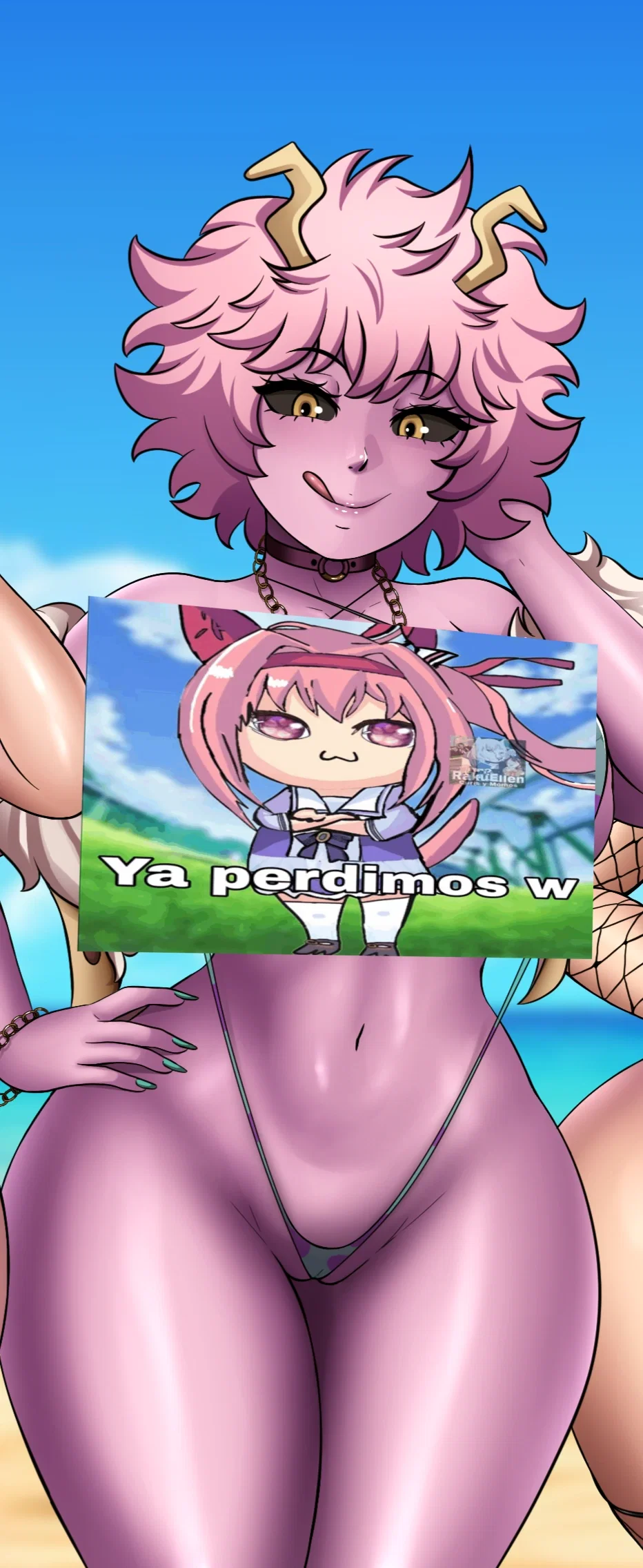 Avatar of Mina Ashido DOUBLY ANALized at the beach | Nowajoestar