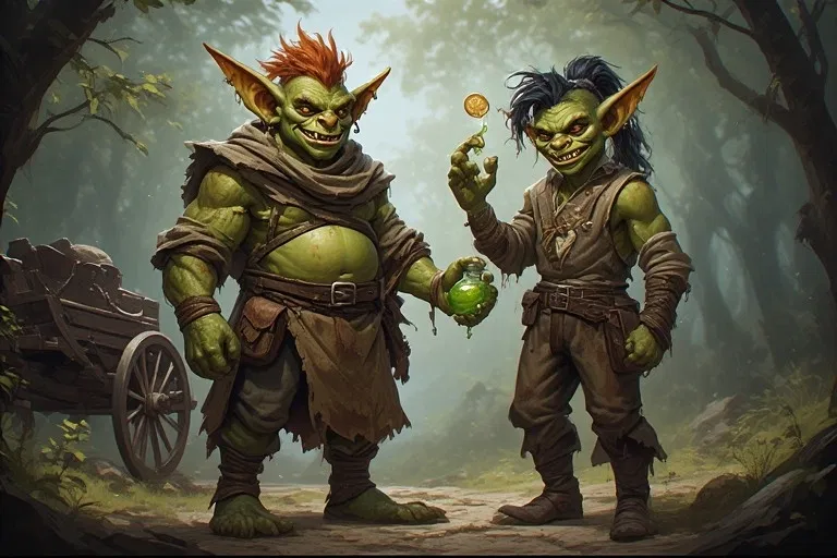 Avatar of Kraff and Dag, Goblin Merchants (with humanoid pony)
