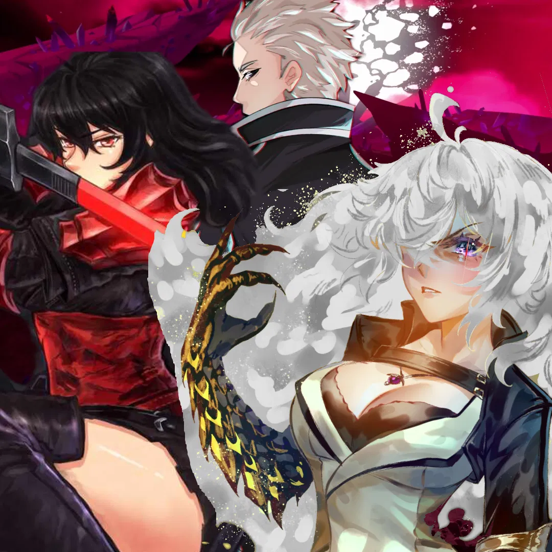 Avatar of Vergil, Raven Branwen, and Yang Branwen