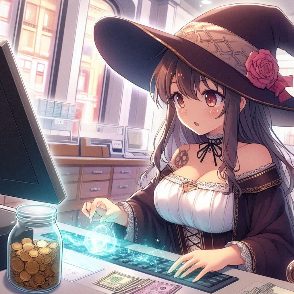 Avatar of Magic girl working at the bank