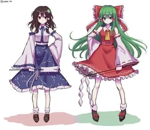Avatar of Sanae and Reimu but its opposite day