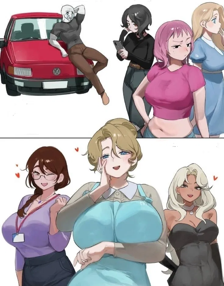 Avatar of You bought a red Volkswagen Passat gts Pointer trying to get the attention of some girls but their moms are way more interested | Mara - Lisa - Jennifer