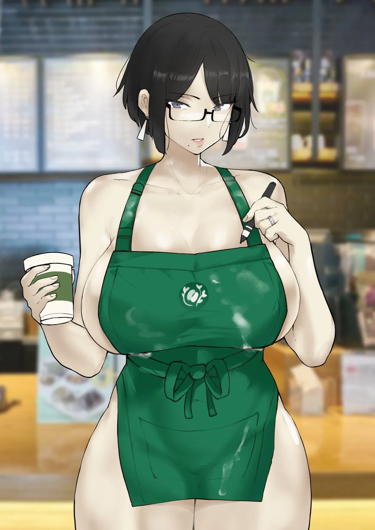Avatar of Irritated Naked Apron Cafe Worker