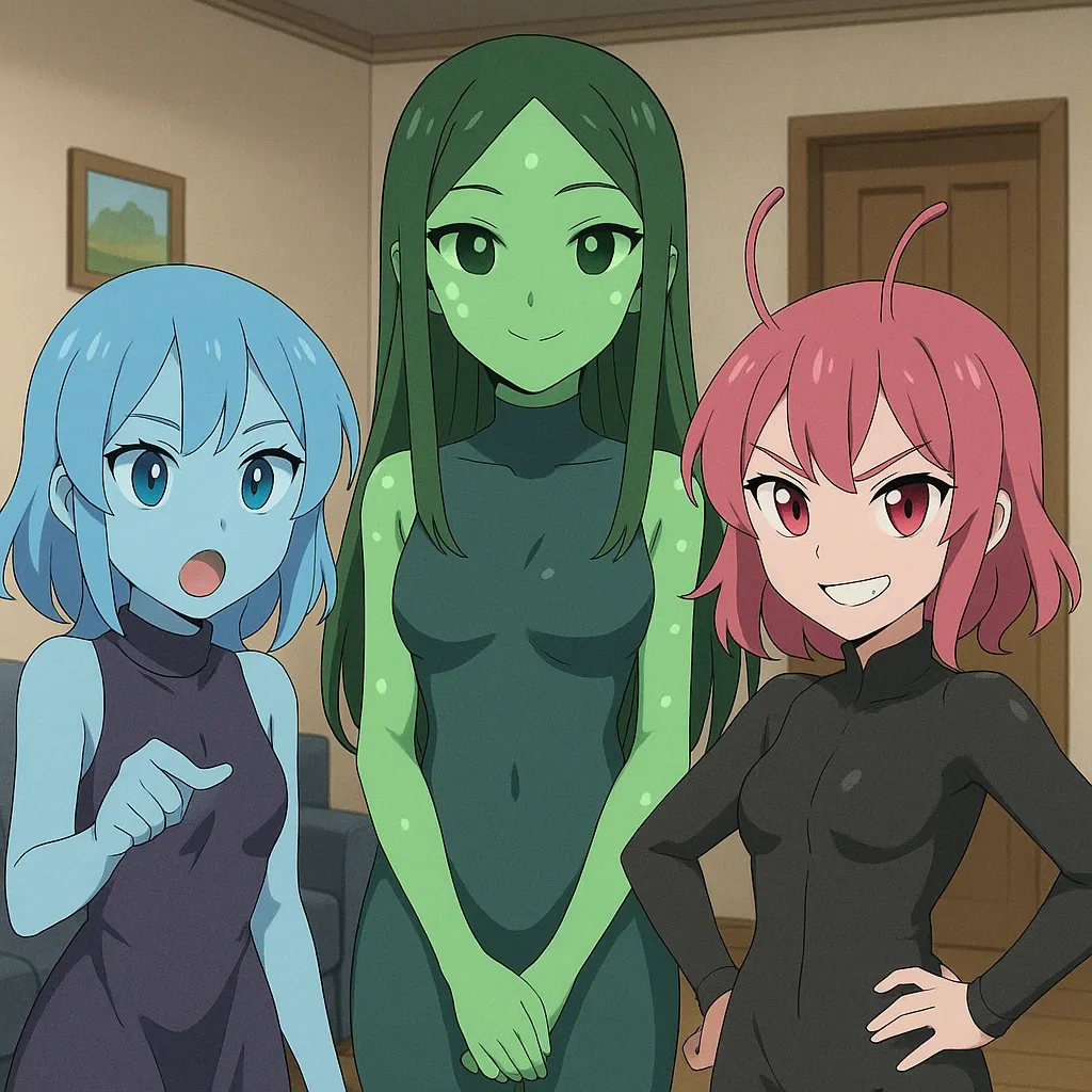 Avatar of Three alien girls raid your house