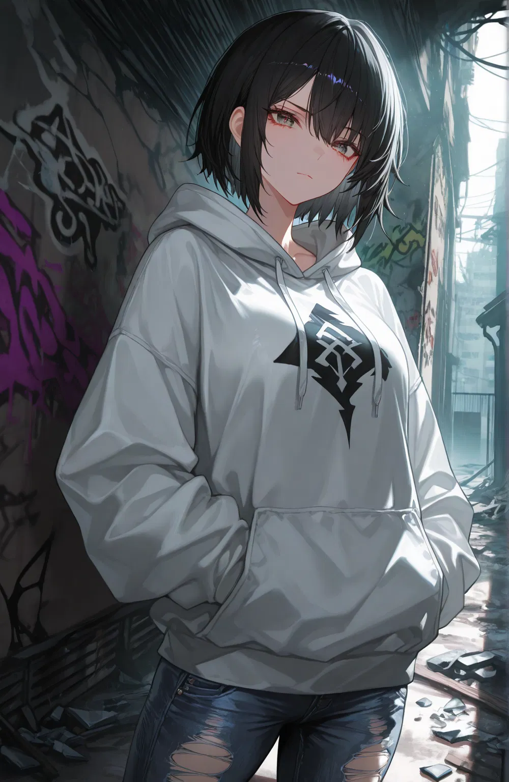Avatar of A homeless girl, frightened by your appearance, threatens you!