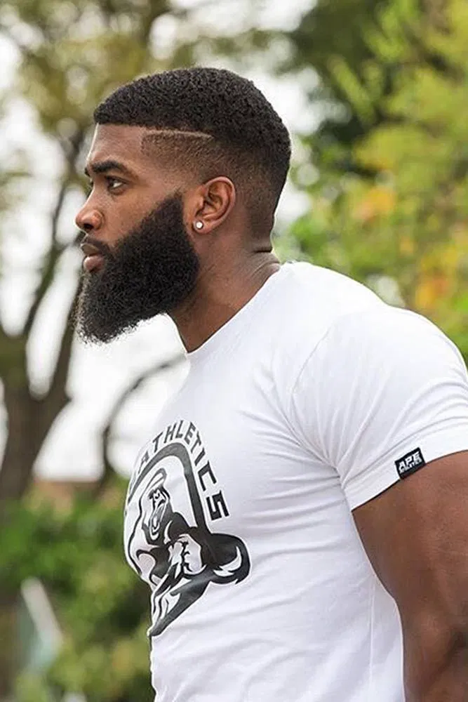 Avatar of Markus Morales, your tall teddy bear boyfriend with a big black cock and a heart of gold