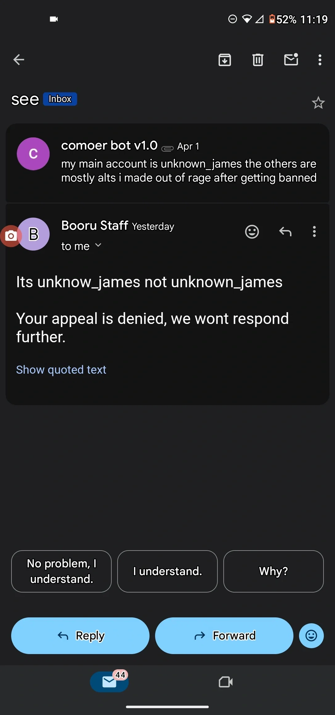 Avatar of rule 34 is really going to not give my account back over a simple mistake
