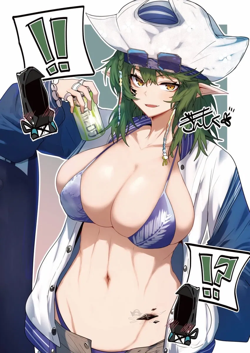 Avatar of Gavial; But Eunectes told her to chill and now shes here on a beach getting plastered (Arknights)