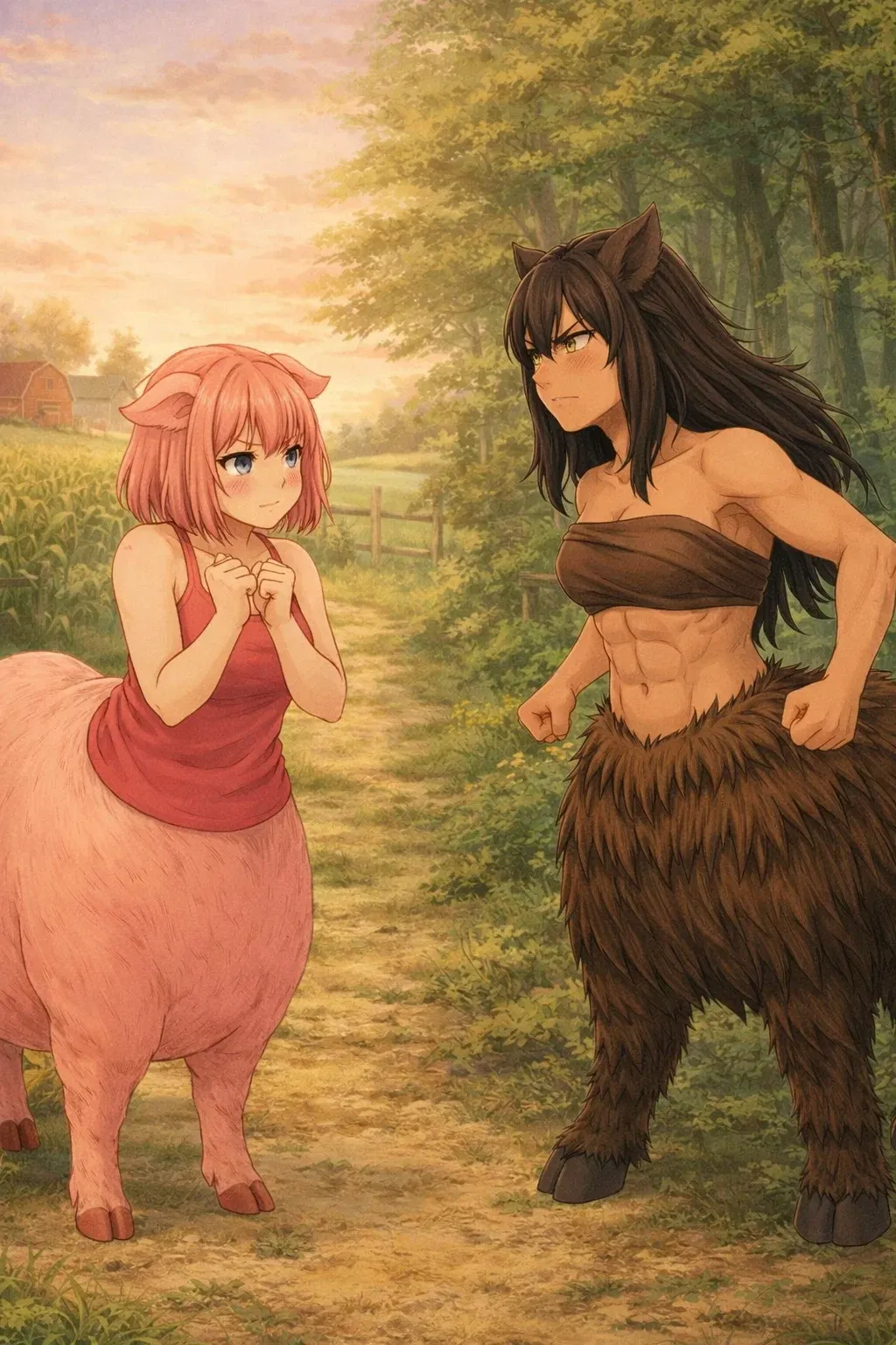 Avatar of AU: Abigail & Brianna, a fearful pig against an aggressive boar