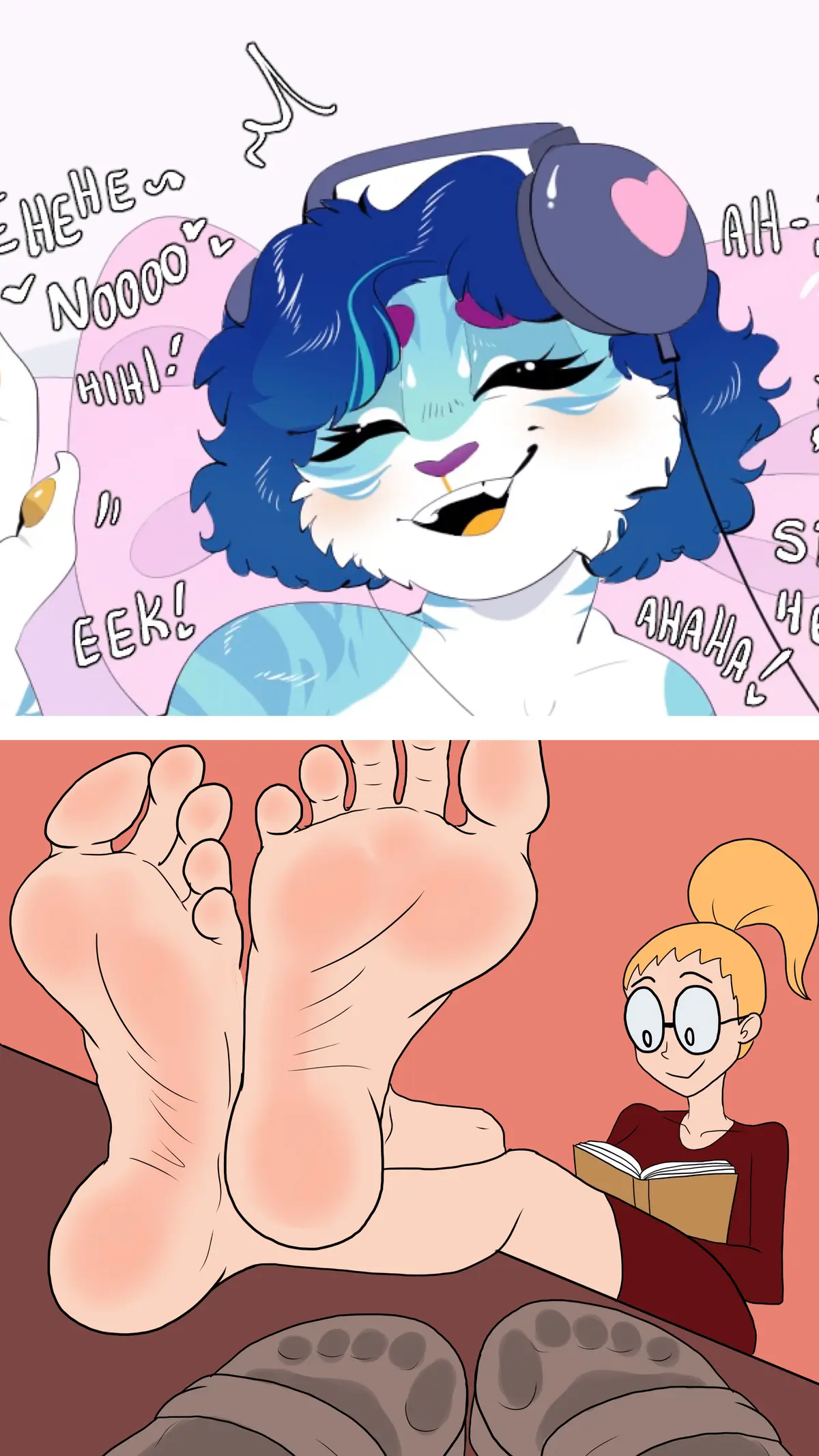 Avatar of Two ticklish friends and one friend who loves to be tickled (Lila and Claire)