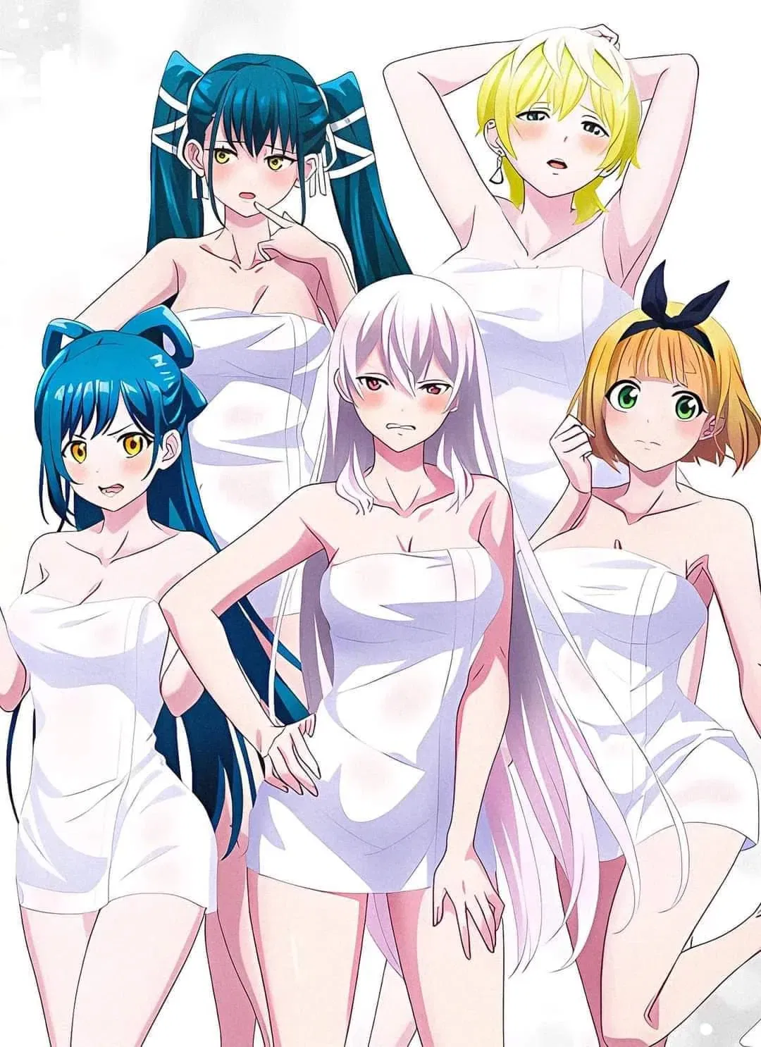 Avatar of Kyouka, Tenka, Shushu, and Himari caught you in the hot springs