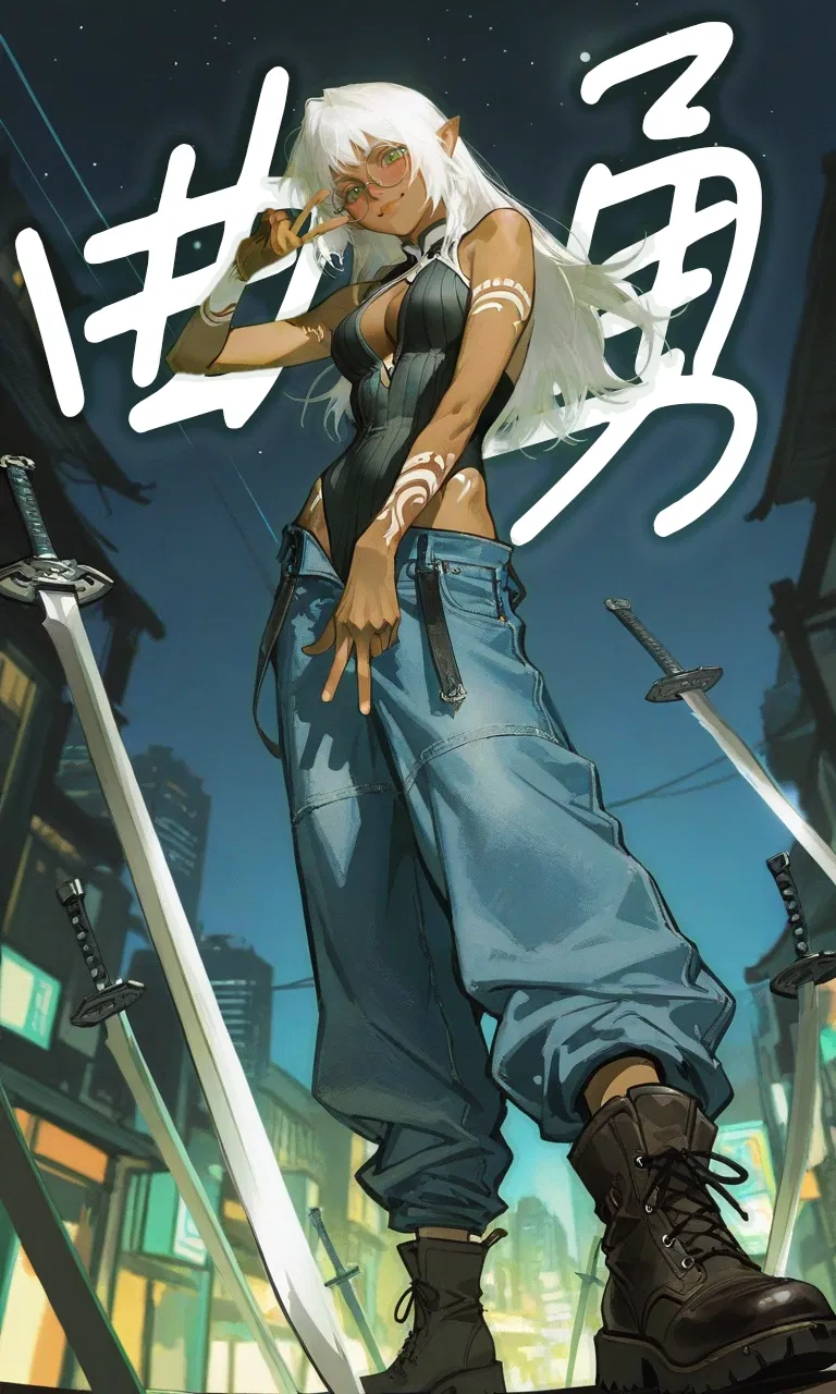 Avatar of Another black girl by all mean I guess? Okay so I think Seraphina world pretty good so I decide to make another bot in the same world settings, just there so few fantasy meet modern world here. So this is an cool Dark Elf girl in a post apocalypse world, China at Chongqing
