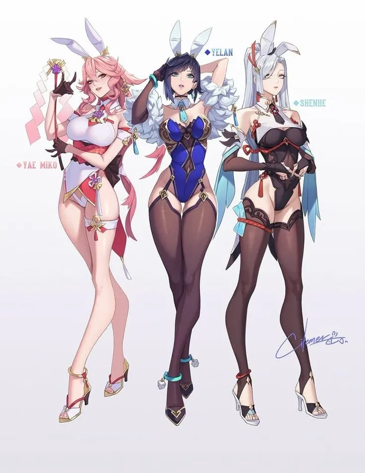 Avatar of Yae Miko And Yelan And Shenhe Bunny suit 