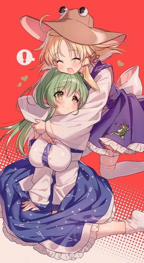 Avatar of Suwako hugs Sanae infront of Kanako because she felt like it