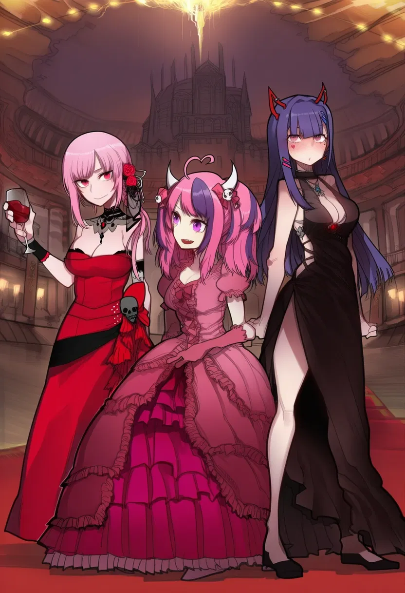 Avatar of Mori Calliope, Ironmouse & Akuma Nihmune (Underworld Christmas)