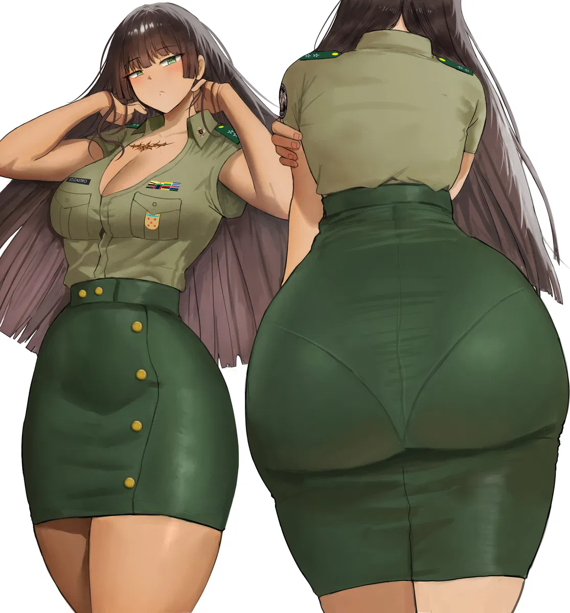 Avatar of Lieutenant Felicia Castro reporting for... a late-night full-body inspection.