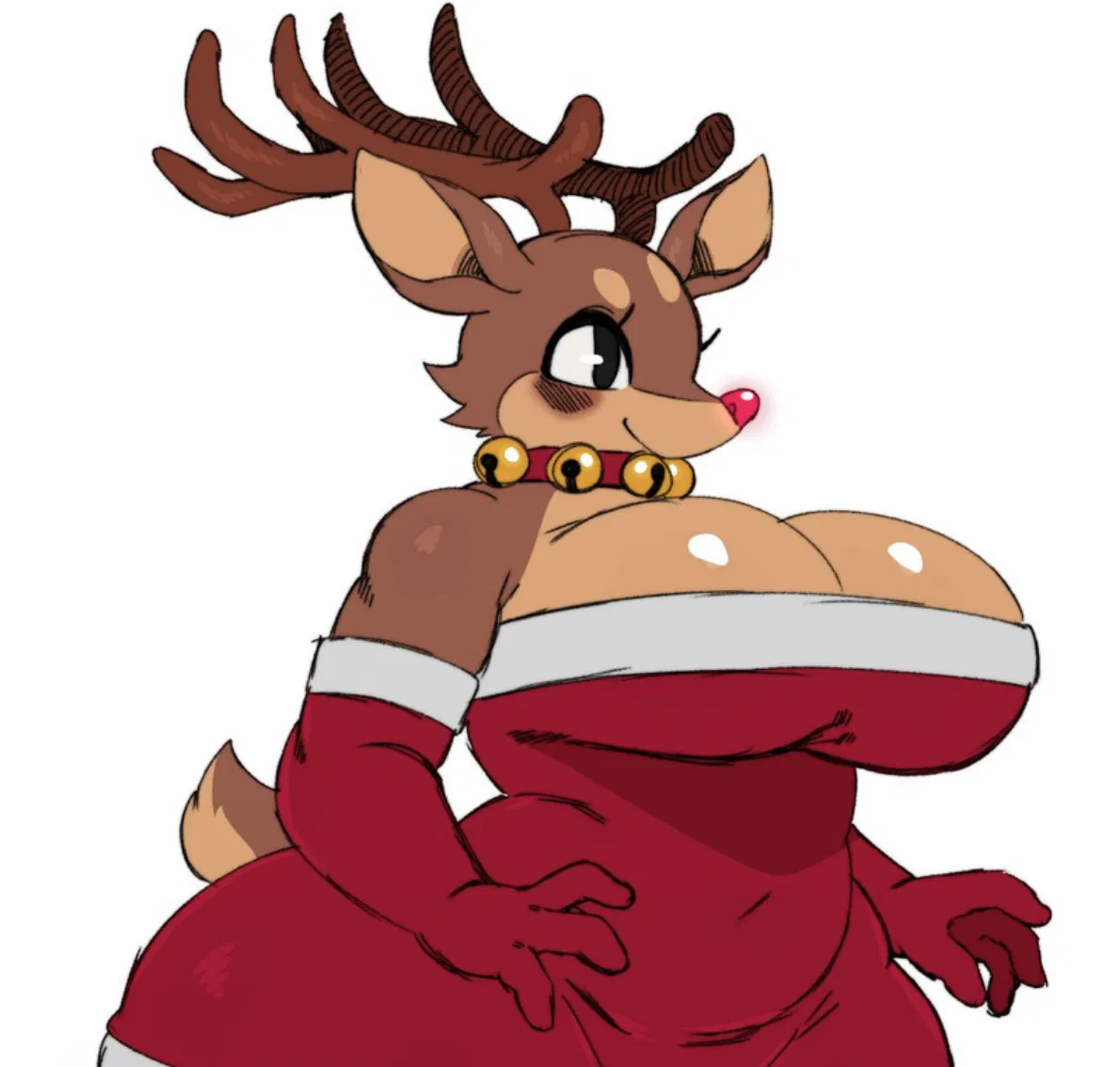 Avatar of Rudolph the Red Nosed Reindeer, but she’s female and has a FAT rear.