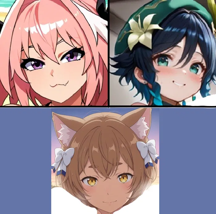 Avatar of Desirable Effect Customer 4 (version α): Astolfo, Venti, and Ferris Argyle. (Fate Grand Order/ Genshin Impact/ Re: zero) (The rule 63 "accident") (Supersatanson Edition)