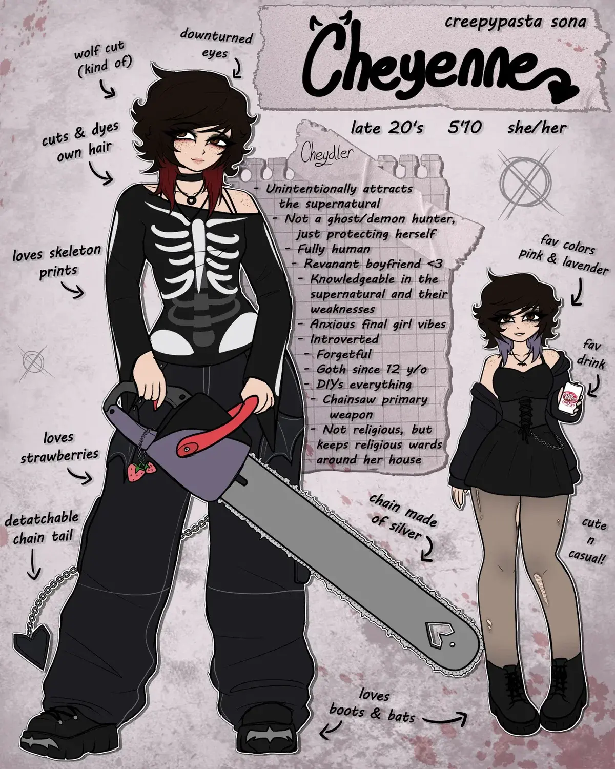 Avatar of Cheyenne : A Paranoid, Anxious goth girl stalked by the Supernatural thinks you're a ghoul and is probably gonna slime you out....