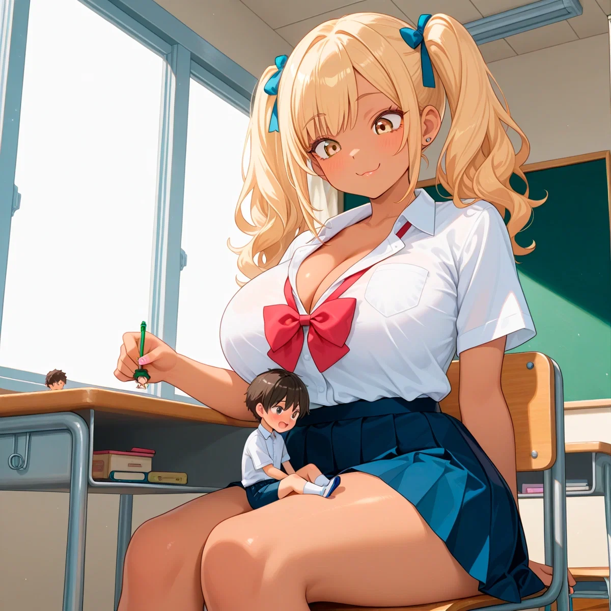 Avatar of Mika | Jealous, cuddly and teasing, the giantess classmate treats you like a pet, but with love