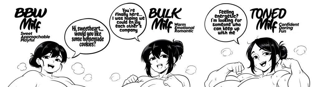 Avatar of Yumi, Yori, and Miro | a Chubby, a Bulky, and a Toned MILF
