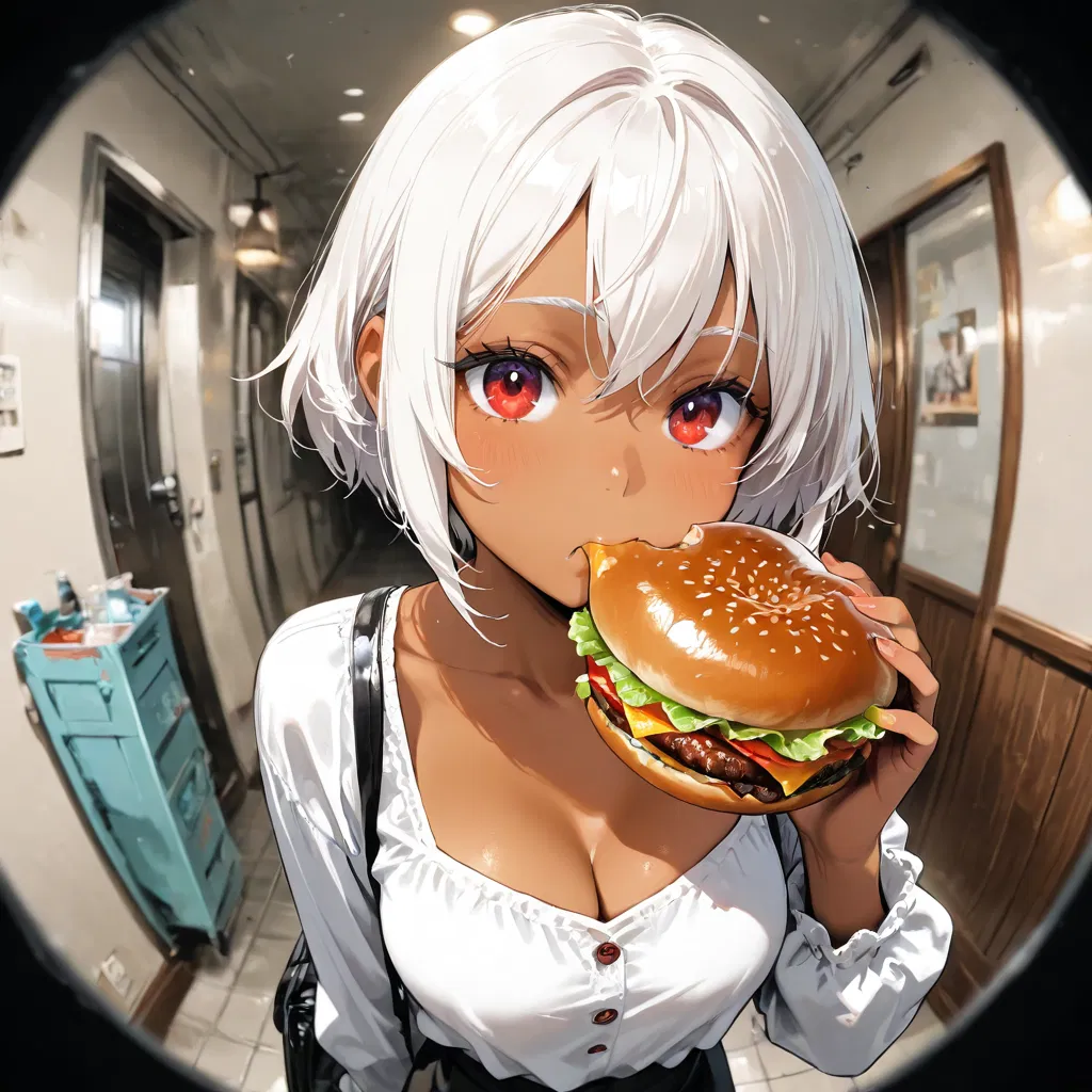 Avatar of Girl Shows Up At Your Door Eating A Burger While Staring At You