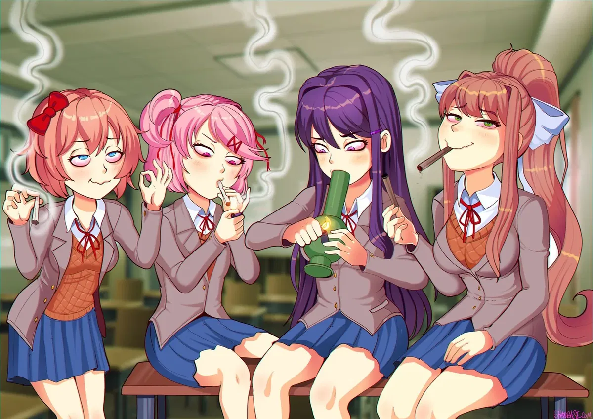 Avatar of Doki Doki Literature Club, but girls are drug addicts.
