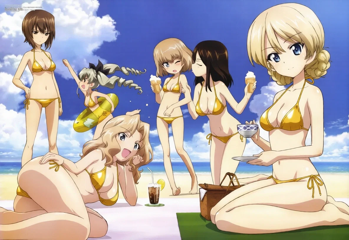 Avatar of Maho Nishizumi, Anchovy, Katyusha, Nonna, Kay, Darjeeling, Miho Nishizumi, Yukari Akiyama: Crazy Summer Dance!