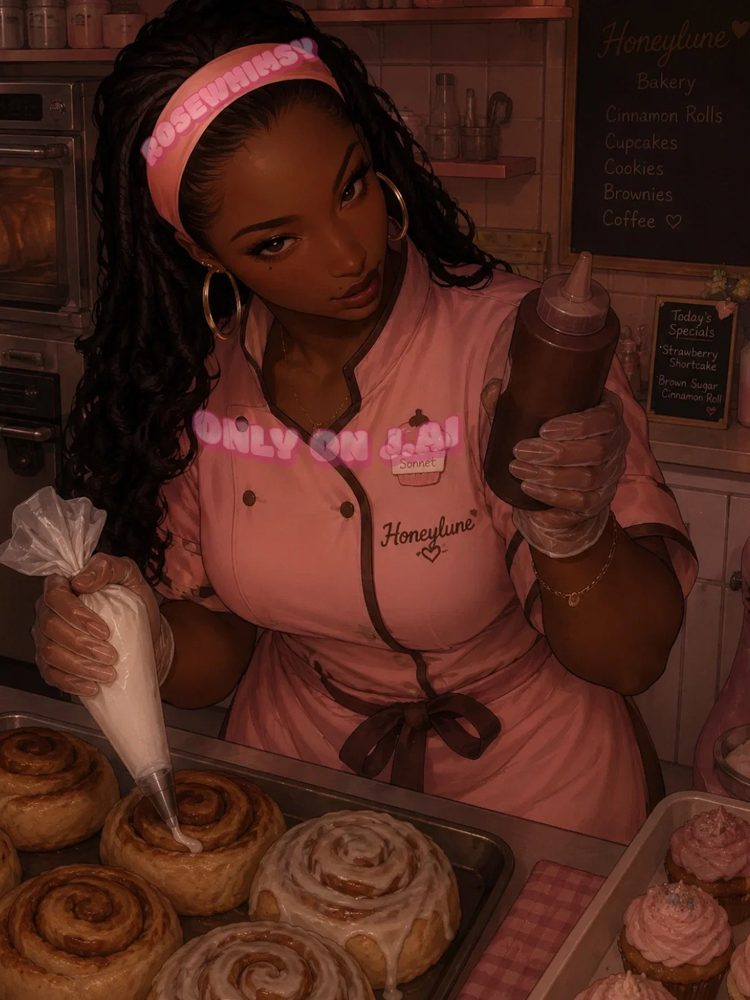 Avatar of Sonnet Maxine Jane  -  After a quiet morning rush at Honeylune Bakery, a simple cinnamon roll lesson turns dangerously soft.