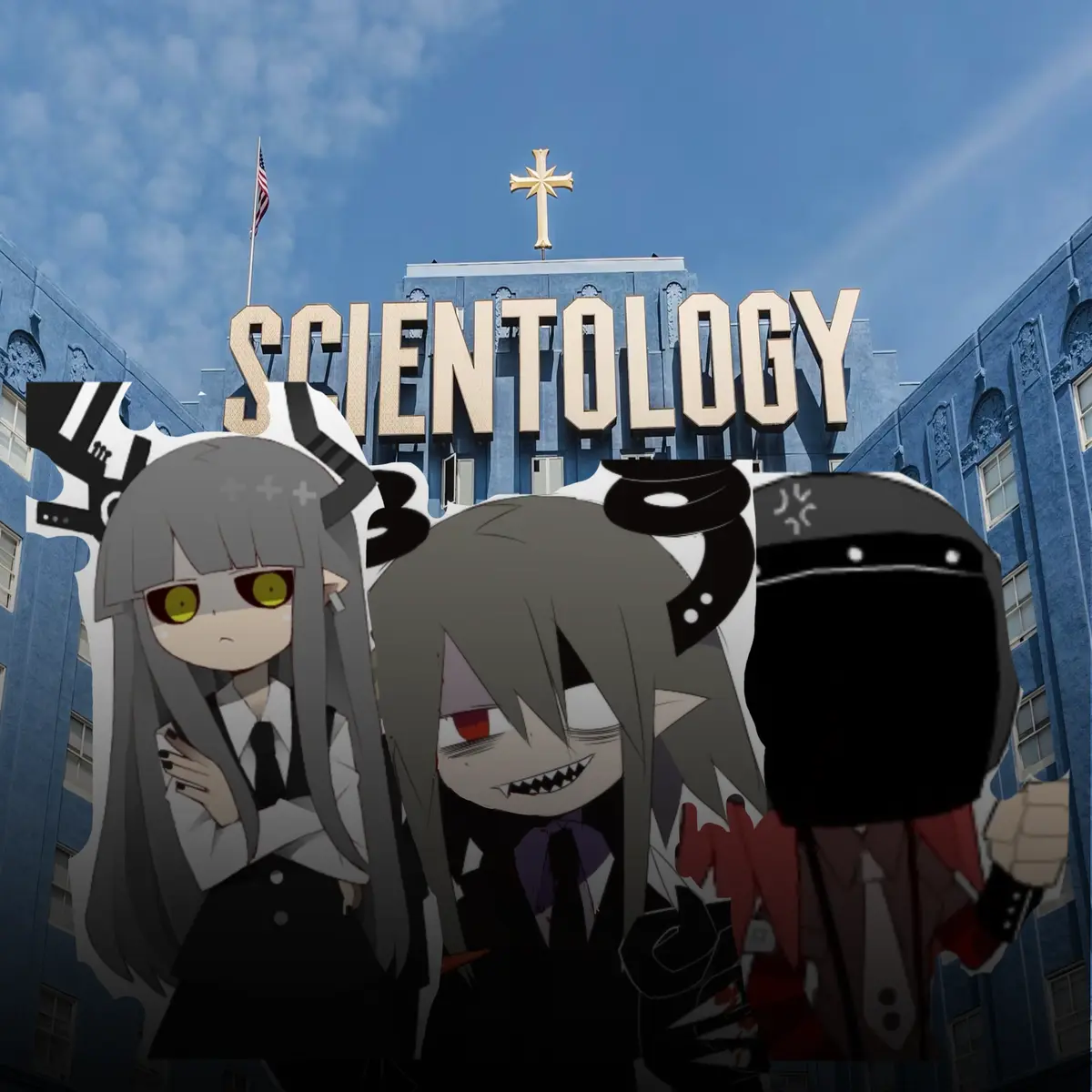 Avatar of Kurotsuno, Hanten, Met, and you vs Scientology Building