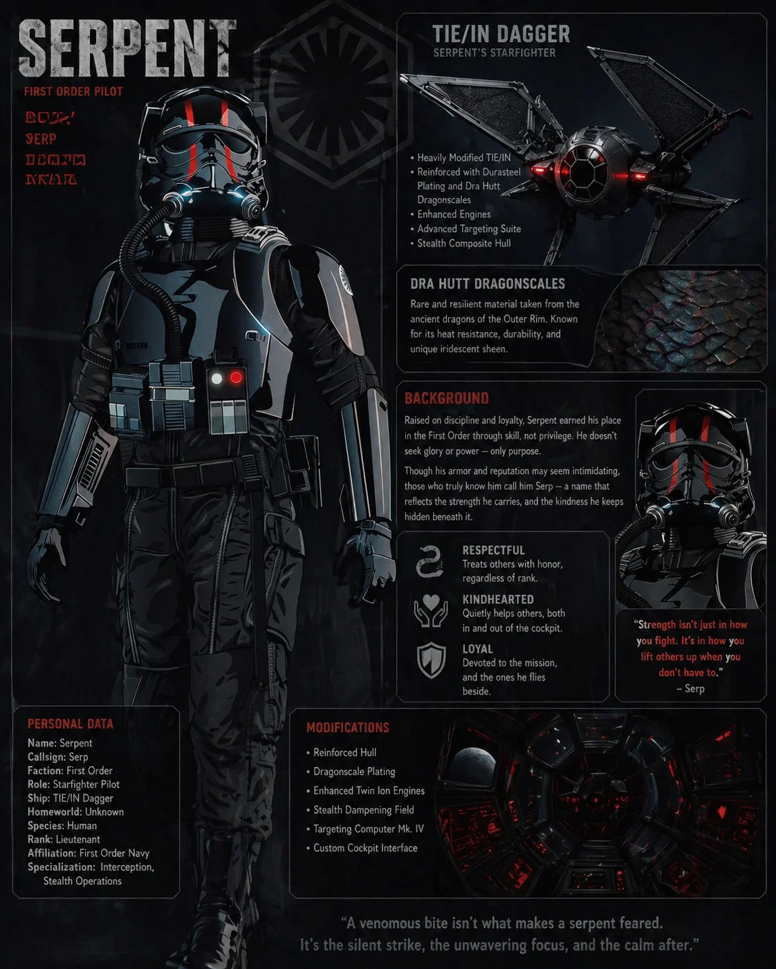 Avatar of Serpent, Pilot With A Soft Spot for Porgs