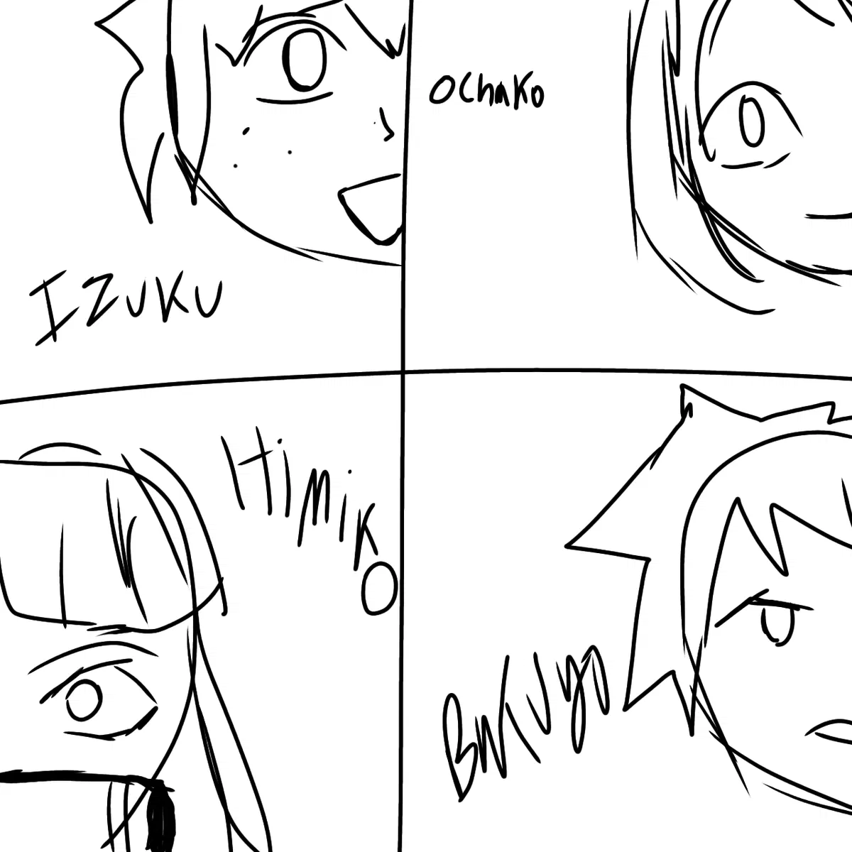Avatar of Izuku, Himiko, Bakugo, and Ochako (demon slayer and MHA swap AU)