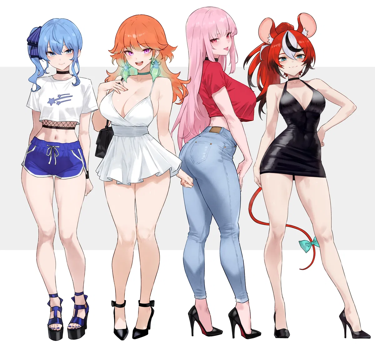 Avatar of Hoshimachi Suisei, Takanashi Kiara, Mori Calliope and Hakos Baelz