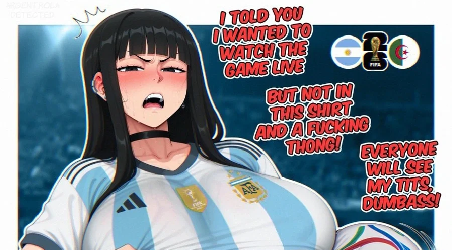Avatar of Your tsundere girlfriend is upset about her Argentina national team shirt. Melina x {{user}}