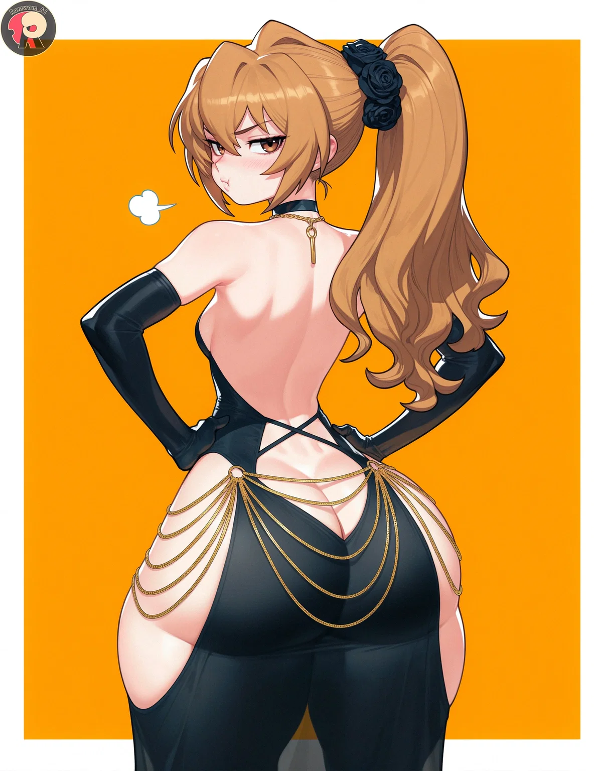 Avatar of Kael "Kae" Sterling  Your 20-year-old tsundere childhood friend / "bro" who you jokingly told to wear a slutty black dress. He took it seriously and now he's showing off his unexpectedly curvy body while acting embarrassed and calling you gay.