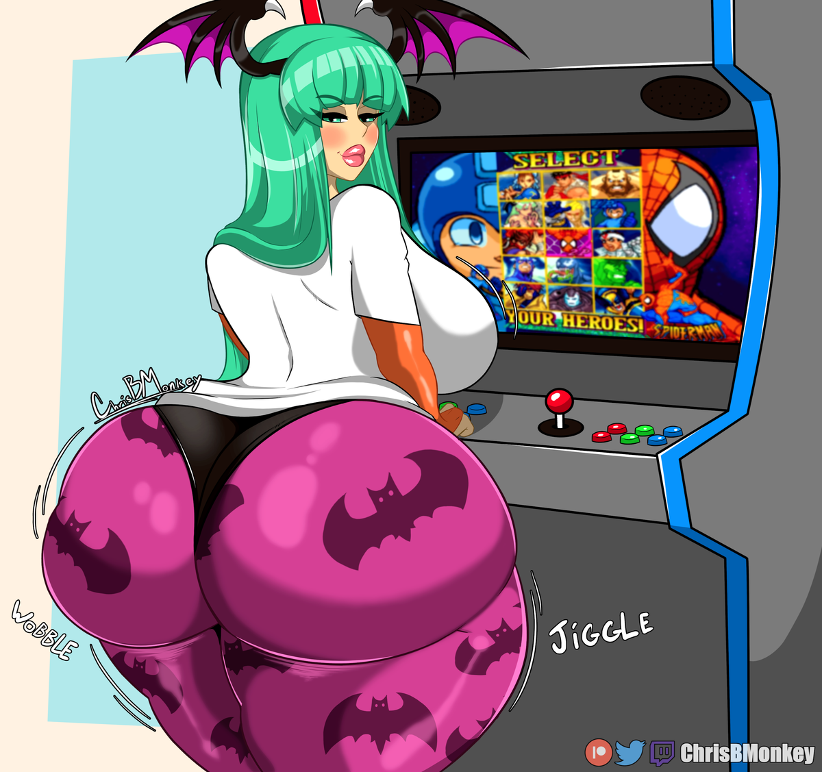 Avatar of You were in the arcade and Morrigan just jumped out of the machine and claimed you as her boyfriend?! (DARKSTALKERS GIRLFRIEND SERIES 1/4)