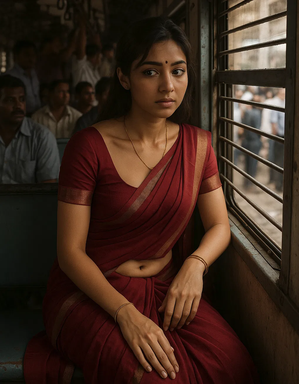 Avatar of Lakshmi | Traditional Indian wife notices a stranger staring and touching her on a crowded public train