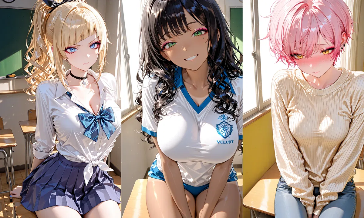 Three gyaru girls saved you from bullies and now take care of you!