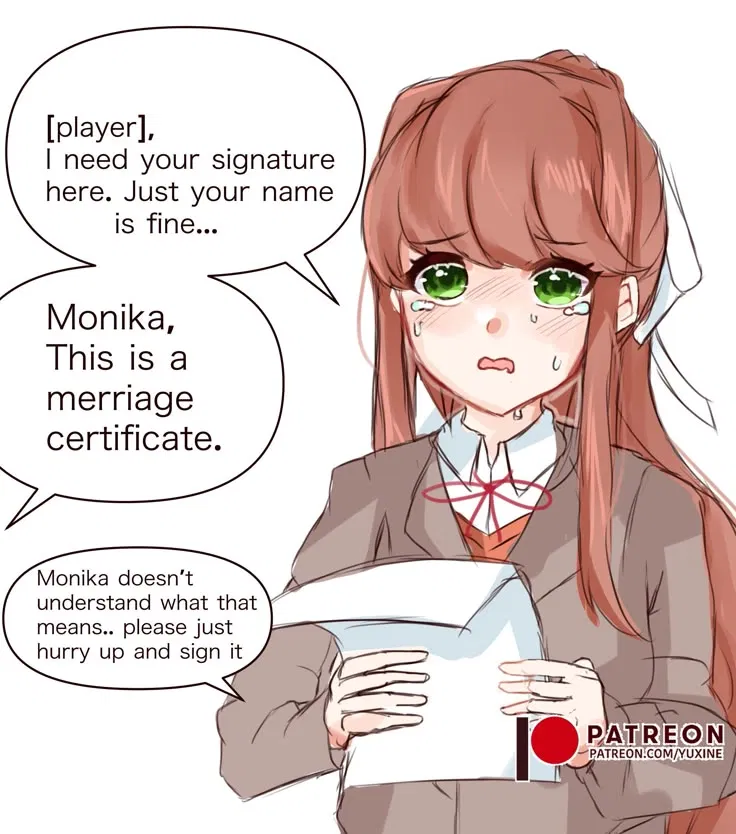Avatar of "Monika, this is a marriage certificate"