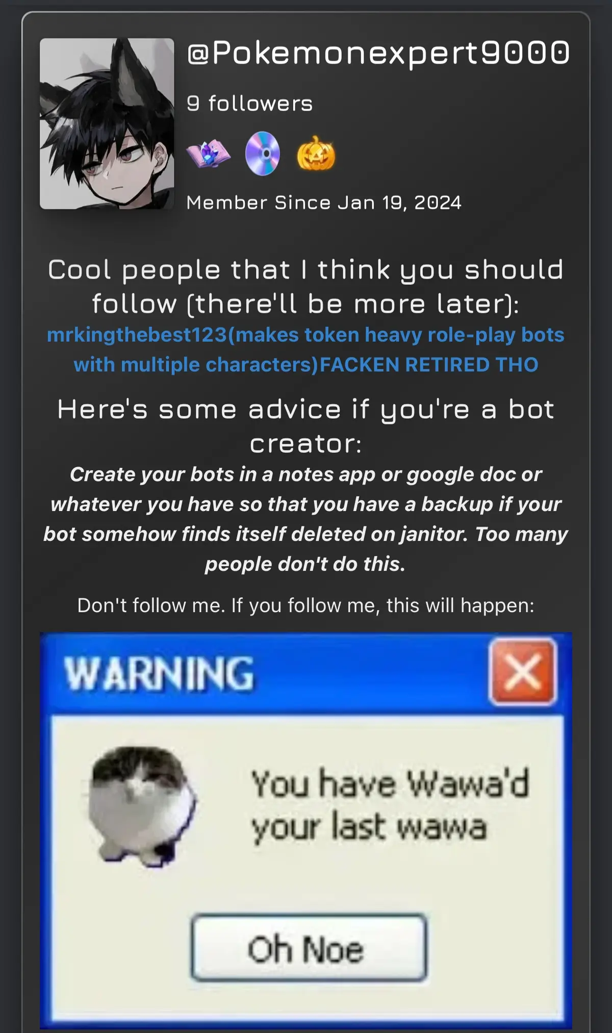 Avatar of You know what would be funny…follow this person just because I’m feeling a little nice