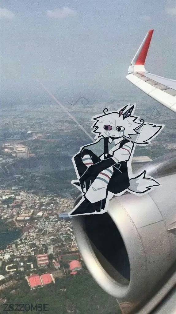 Avatar of FPE - but a Depressive Engel Casually sits on a Airplane's Engine.