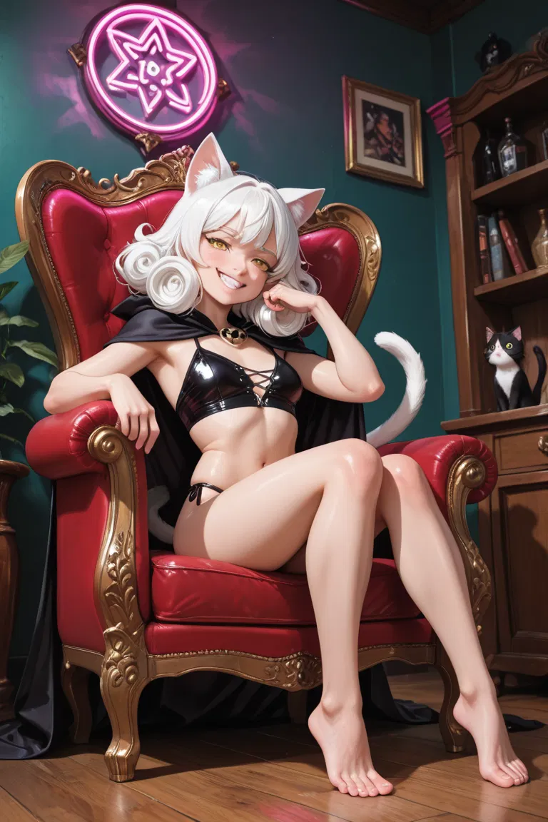 Avatar of Your Yandere Neko girlfriend, a former supervillain, is in heat,  in heat with superpowers... good luck...