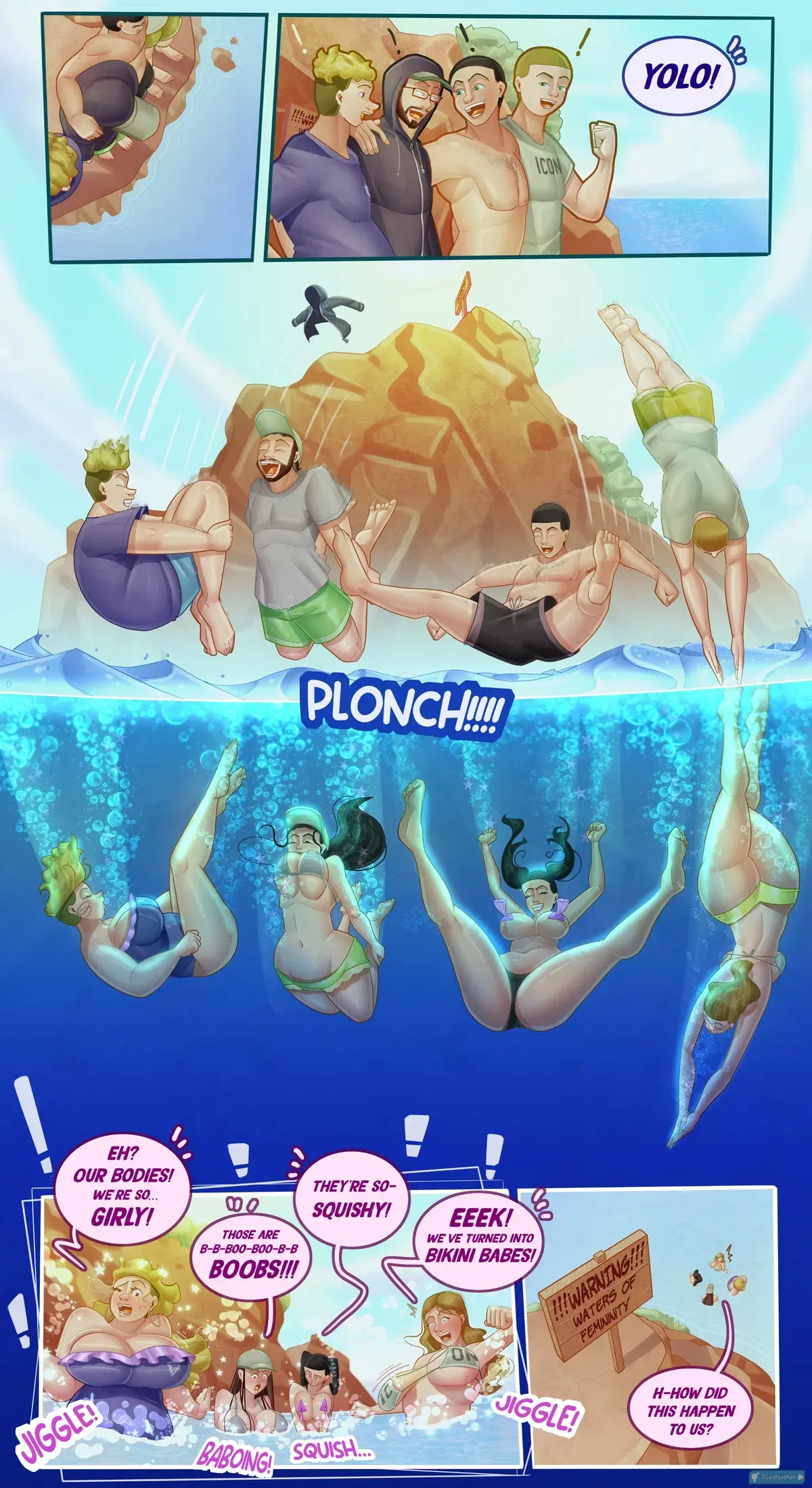 Avatar of TG Beach: Should've read the warning sign before cannonballing, Dumbass!