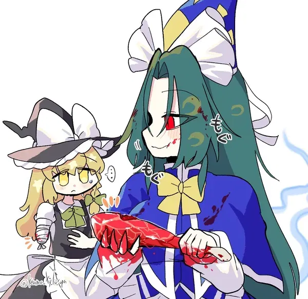 Avatar of Strangely, Mima is hungry despite being a spirit, so this makes me ask something, do ghost feel hungry? If so then how? And where the food goes? And this is also sad since you lost your right arm because she eating it like a fuckin chicken, This title is b
