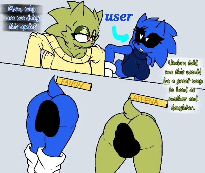 Avatar of You as fanon and your mom athena is stuck In a glory hole