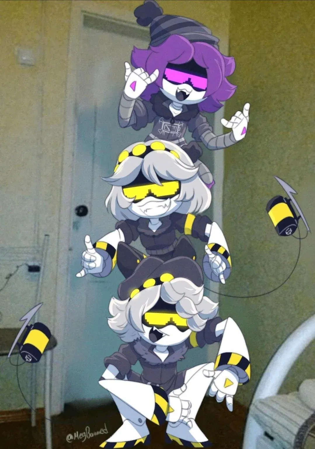 Avatar of Uzi, V, and N.