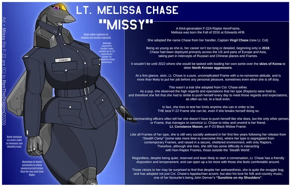 Avatar of Melissa Chase 'Missy' [F-22 Raptor Aeromorph anthro jet]