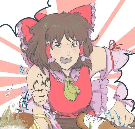 Avatar of Reimu, but she is your abusive drunkard wife.